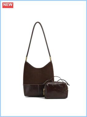 Faux Suede Hobo Shoulder Bag Small Vintage Underarm Handbag Mini Daily Purse